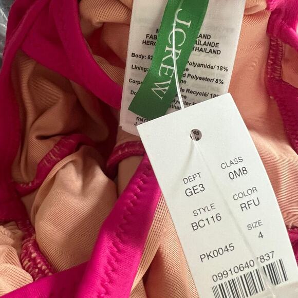 J. Crew Ruched V-neck one-piece Pink NEW Size 4 - Picture 6 of 7